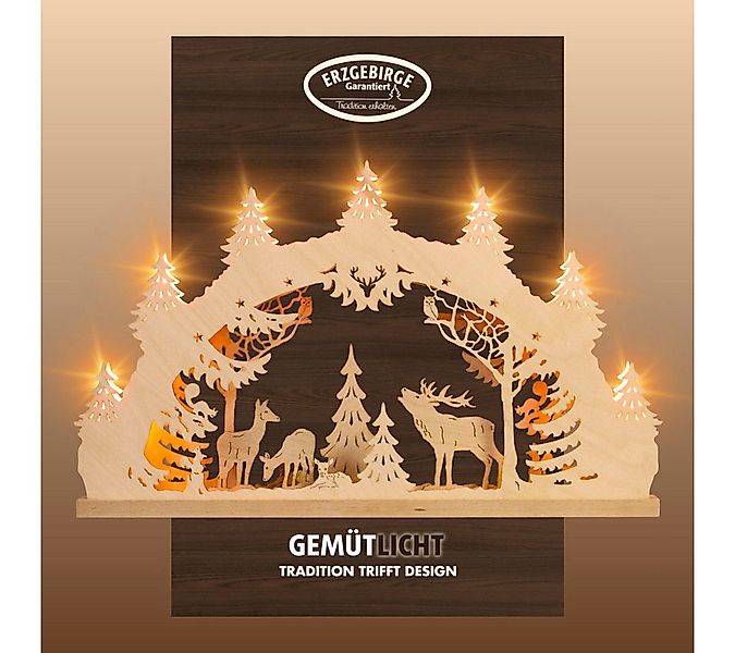 Weigla Schwibbogen Hirschfamilie, Lichterbogen aus Holz, NATUR, Made in Ger günstig online kaufen
