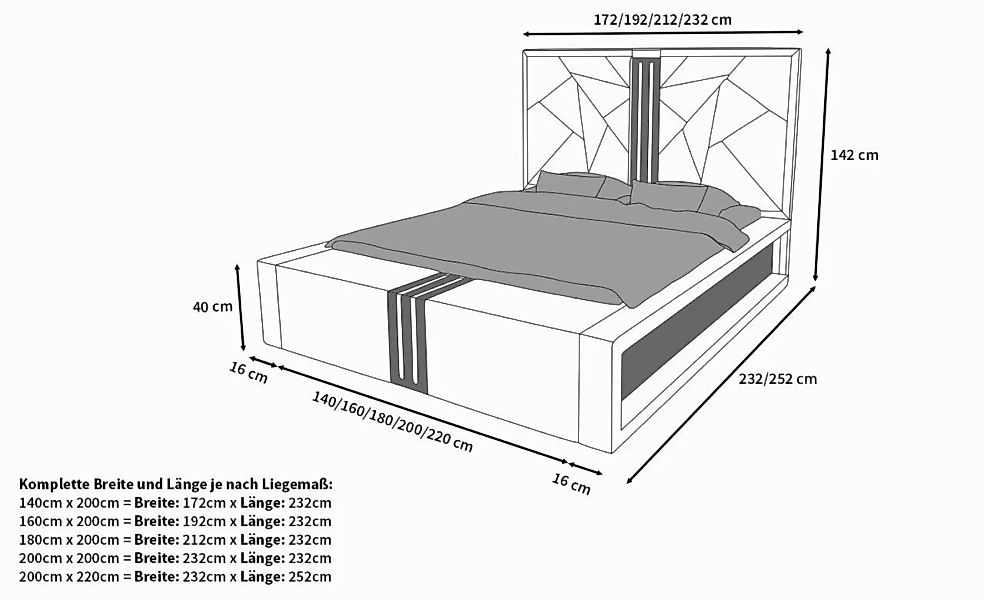 Sofa Dreams Boxspringbett Imperia Bett Kunstleder Premium Komplettbett LED günstig online kaufen