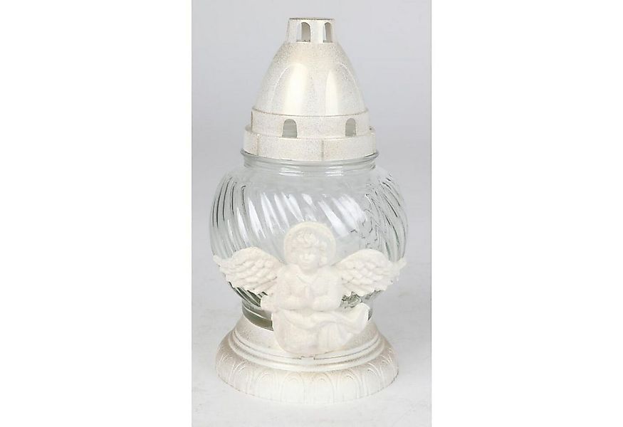 BURI Kerzenlaterne 6x Grablichter Engel Glas Weiß Kerzen Leuchte Friedhof S günstig online kaufen