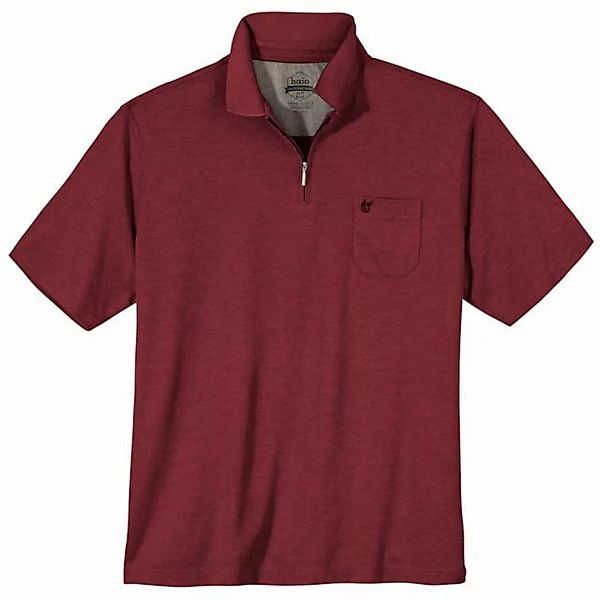 Hajo Poloshirt Große Größen Herren Zipper Poloshirt Stay Fresh rot melange günstig online kaufen