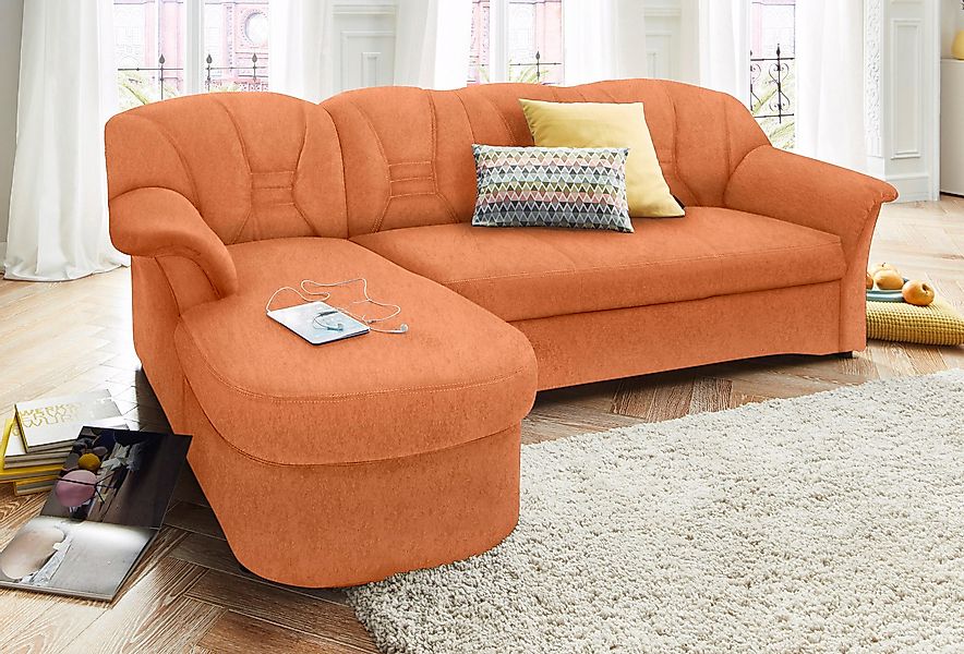 DOMO collection Ecksofa "Elva, zeitlose Formensprache, elegante Rückenstepp günstig online kaufen