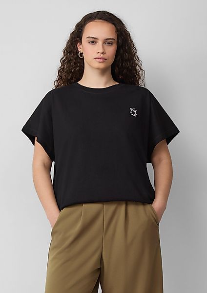 QS Kurzarmshirt lässiges Shirt mit angeschnittener günstig online kaufen
