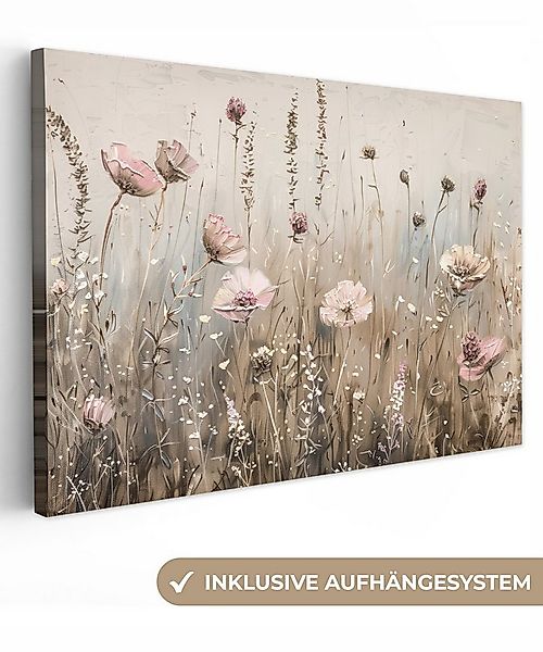 OneMillionCanvasses® Leinwandbild Blumen - Rosa - Modern - Beige, Fotodruck günstig online kaufen
