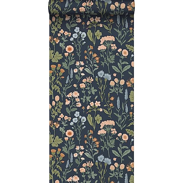 Sanders & Sanders Tapete Feldblumen Dunkelblau 50 x 900 cm günstig online kaufen