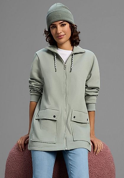 Laura Scott Sweatjacke Weiche Baumwollmischung mit Stehkragen und Außentasc günstig online kaufen