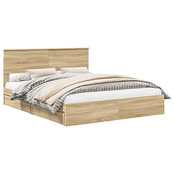vidaXL Stauraumbett Sonoma-Eiche 160 x 200 cm Holzwerkstoff 3410779 günstig online kaufen