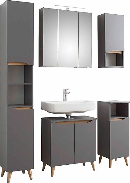 Saphir Badmöbel-Set "Quickset 5-teilig Waschbeckenunterschrank und LED-Spie günstig online kaufen