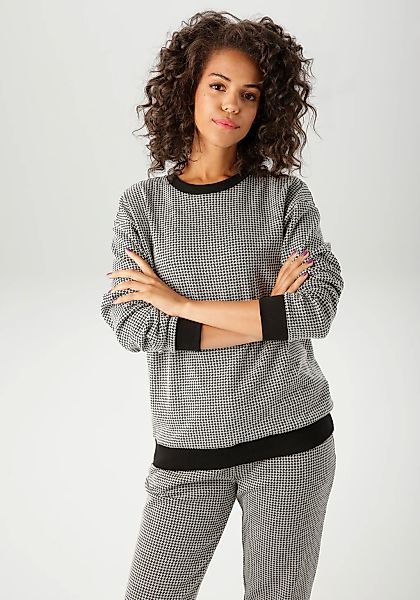 Aniston CASUAL Sweatshirt, mit trendigem Hahnentritt-Muster günstig online kaufen