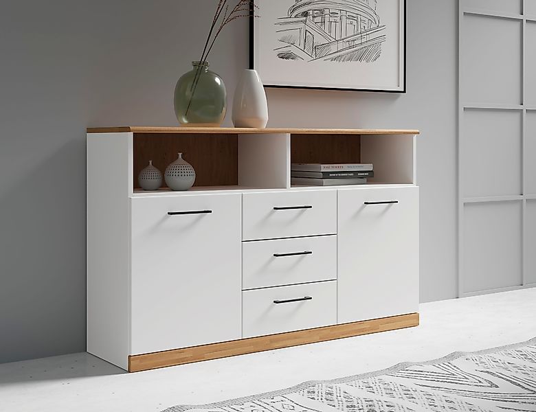 Home affaire Sideboard Ribe,130cm breit,80cm hoch,Oberplatte günstig online kaufen