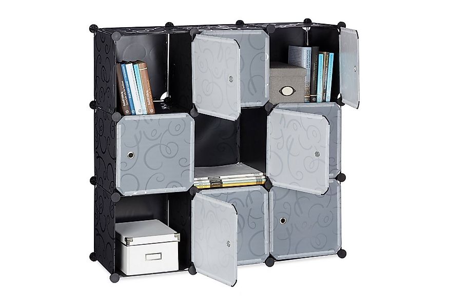 relaxdays Steckregal Regalsystem mit Türen, schwarz günstig online kaufen