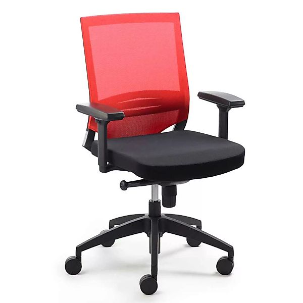 Bürostuhl in Rot-Schwarz Armlehnen günstig online kaufen