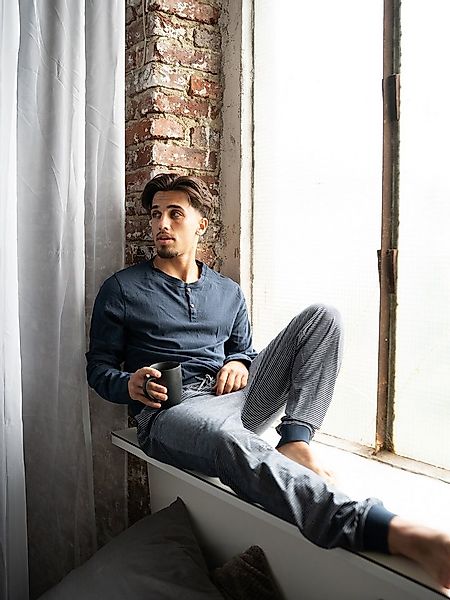 Phil & Co. Pyjama Henley (2 tlg) Schlafanzug, Pyjama Set günstig online kaufen