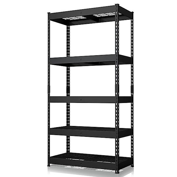 Floordirekt Schwerlastregal Yukon Rivet 5 Böden Schwarz 180 x 90 x 45 cm günstig online kaufen