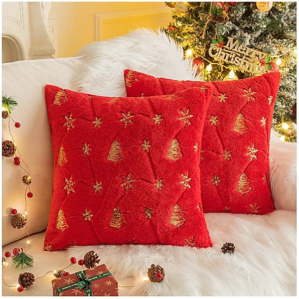 Qelus Kissenbezüge Kissenbezug Weihnachtsbaum Schneeflocke Bestickt günstig online kaufen