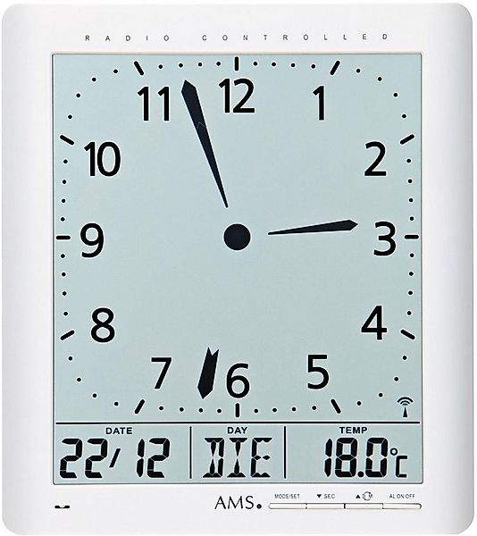 AMS Funkwanduhr F5896 (Quarzuhr,mit Alarm,Datum,Wohnzimmer,Esszimmer,Küche, günstig online kaufen