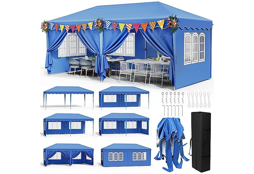 TLGREEN Faltpavillon Pavillon 3x6 Wasserdicht Stabil Winterfest, mit 6 Seit günstig online kaufen