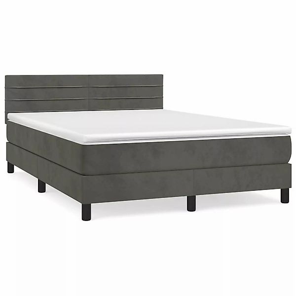 vidaXL Boxspringbett mit Matratze Dunkelgrau 140x200 cm Samt1389975 günstig online kaufen