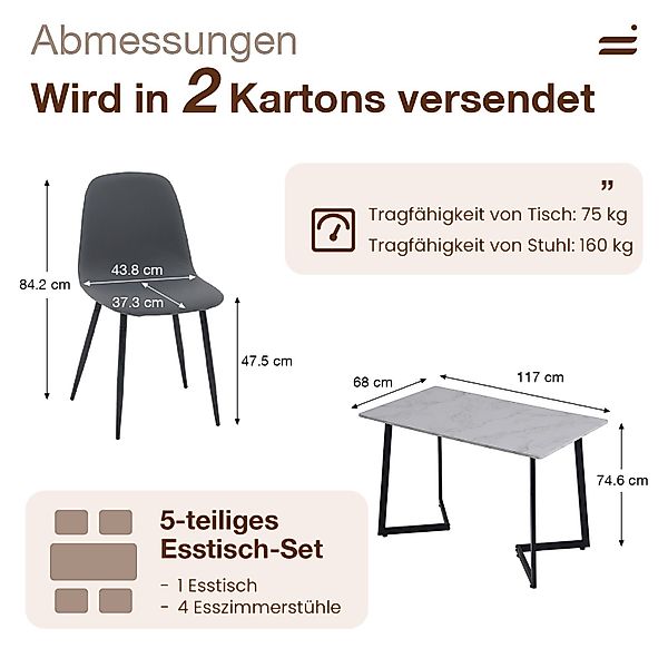 JOIVI Esstisch 5-Teiliges Esstisch Set mit günstig online kaufen