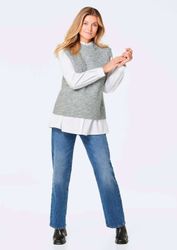 GOLDNER Strickpullover Edler Rippstrick Pullunder, Stehkragen günstig online kaufen