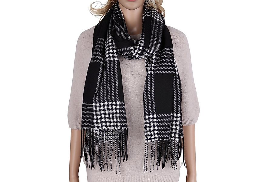 MIRROSI Modeschal weicher und warmer Schal mit Fransen, ca.70x180cm, Karo M günstig online kaufen
