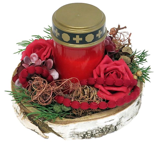 Gestecke Grabschmuck, CreaFlor Home, Höhe 14 cm, Handarbeit, rot, Motiv: Gr günstig online kaufen