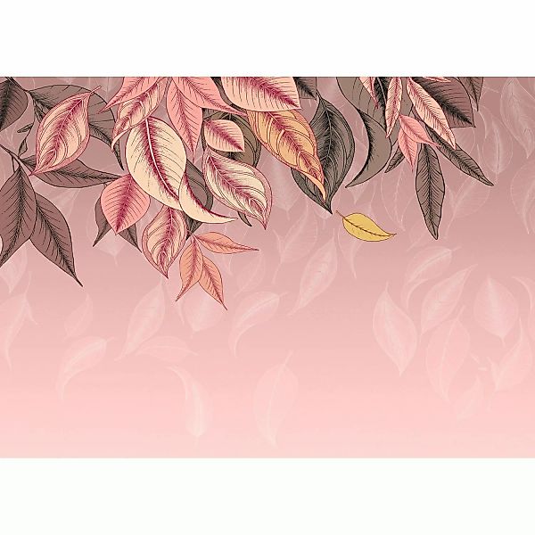 Komar Vliestapete Falling Leafs 350 cm x 250 cm Rosa günstig online kaufen