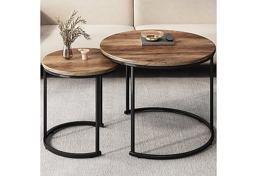 Homfa Satztisch, 2er Set Couchtisch rund Beistelltisch Kaffetisch Sofatisch günstig online kaufen