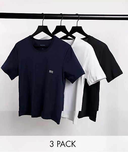 BOSS – Bodywear – 3er-Pack T-Shirts in Marineblau/Weiß/Schwarz-Mehrfarbig günstig online kaufen