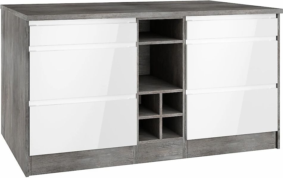 HELD MÖBEL Kücheninsel "Virginia", Breite 153 cm, MDF-Fronten, Flaschenrega günstig online kaufen