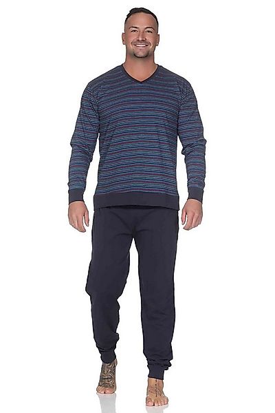 Normann Pyjama Normann Herren Pyjama lang mit Bündchen in Streifenoptik und günstig online kaufen
