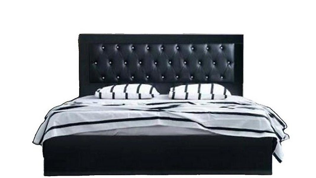 JVmoebel Bett Elegantes Schwarzes Bett Chesterfield Designer Möbel Holz Ges günstig online kaufen