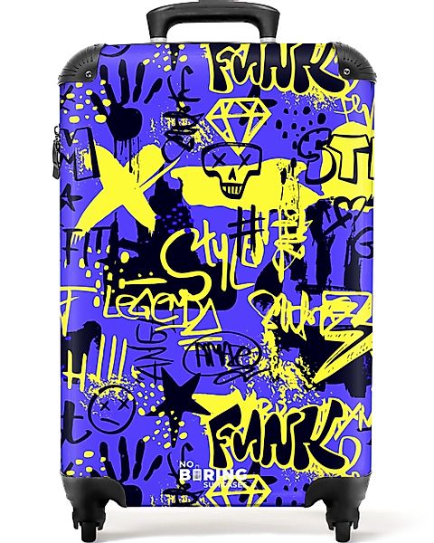 NoBoringSuitcases.com© Hartschalen-Trolley Gelbes und schwarzes Graffiti günstig online kaufen