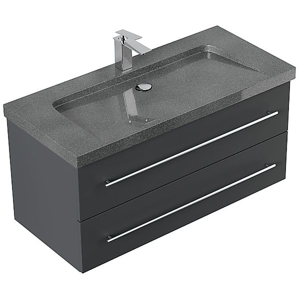 Posseik Badmöbel Granit G654 Yamo 1 Hahnloch SoftClose 100 cm Granit günstig online kaufen