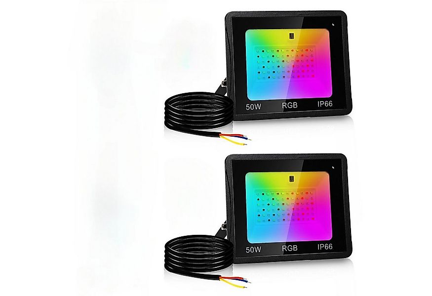 Clanmacy LED Flutlichtstrahler 2x50W LED Flutlichtstrahler RGB LED Strahler günstig online kaufen