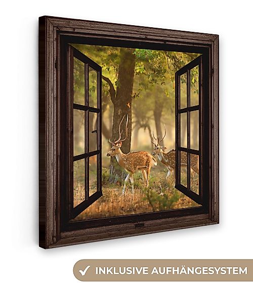 OneMillionCanvasses® Leinwandbild Hirsche - Wald - günstig online kaufen