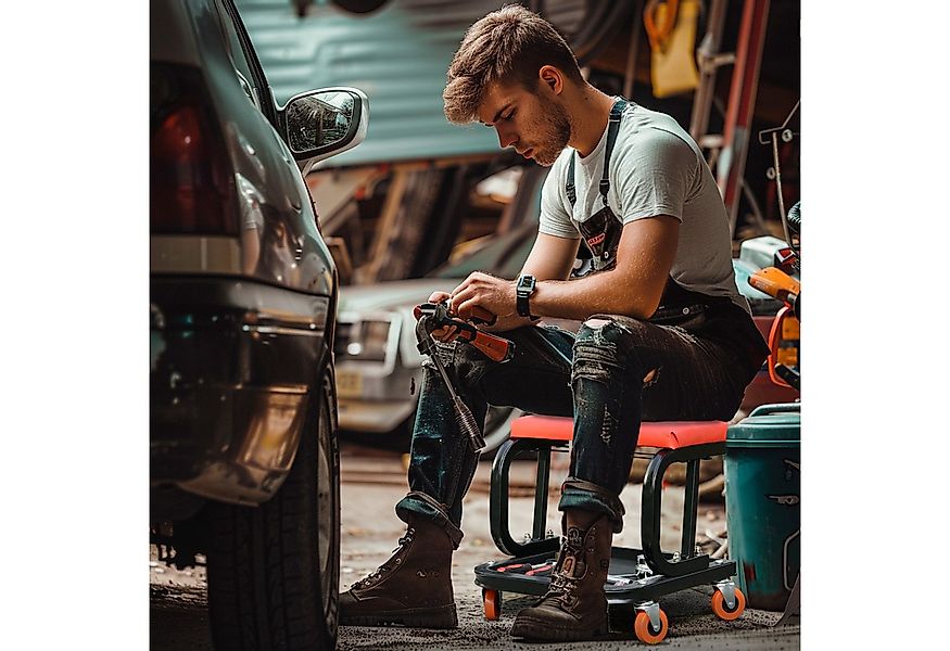 HOMCOM Montagehocker mit gepolstertem Sitz und Werkzeugablage für Garage, W günstig online kaufen