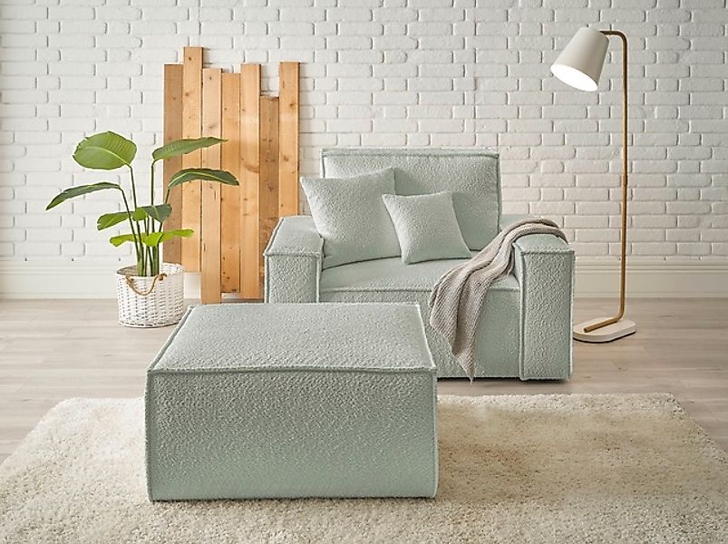 andas Loveseat »FINNLEY, Loveseat & Hocker im Set, trendige Stoffe, inkl. Z günstig online kaufen