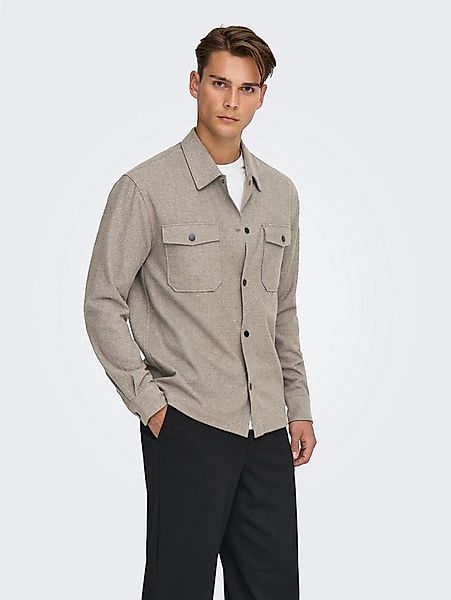ONLY & SONS Langarmhemd ONSMARK BRUSHED 0353 OVERSHIRT Materialmix, regular günstig online kaufen
