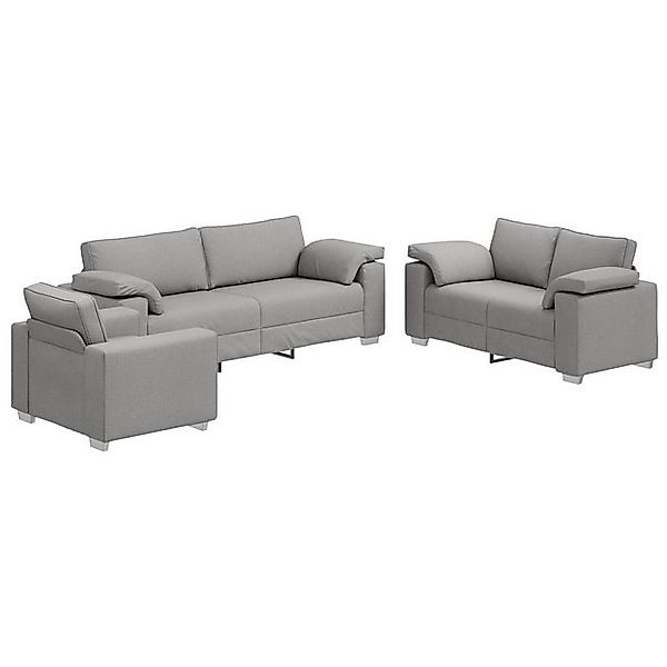 vidaXL Sofa 3-tlg. Sofagarnitur mit Kissen Wolkengrau, 3 Teile günstig online kaufen