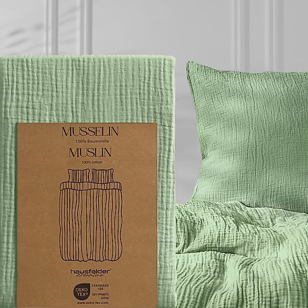 Hausfelder Bettwäsche Musselin 4er Set, 2 x Bettbezug 135x200 + 2 x Kissen günstig online kaufen
