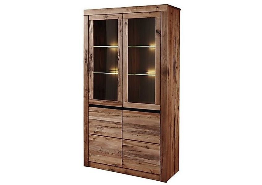 Massivmoebel24 Standvitrine (Vitrine Wild-/Zerreiche 105x42x190 Tabacco bro günstig online kaufen