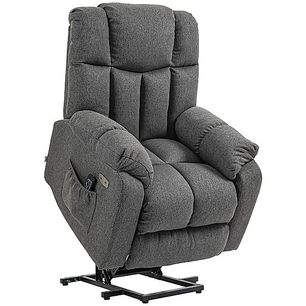 HOMCOM Fernsehsessel mit Aufstehhilfe Polyester Stahl Dunkelgrau günstig online kaufen