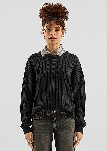 QS Longpullover Strickpullover Strukturierter Pullover günstig online kaufen