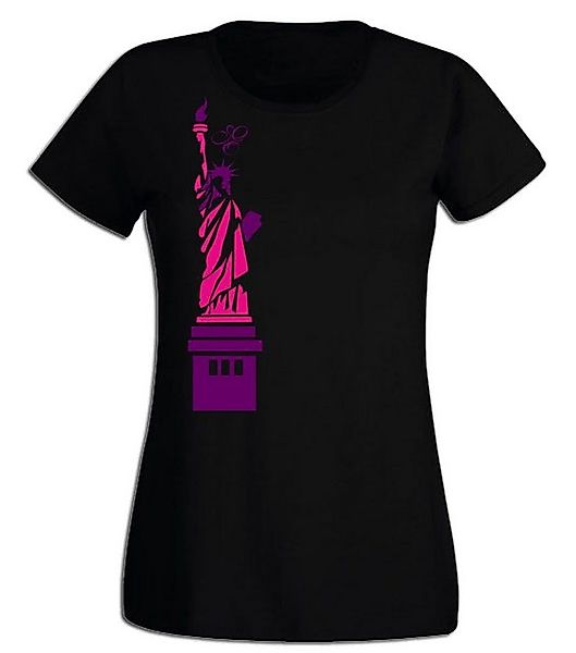 G-graphics T-Shirt Damen T-Shirt - Freiheitsstatue Pink-Purple-Collection, günstig online kaufen