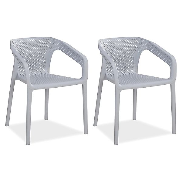 Homestyle4u Gartenstuhl 2er Set in Grau 2688 günstig online kaufen