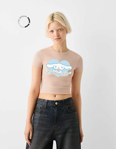 Bershka Cropped-T-Shirt Cinnamoroll Mit Kurzen Ärmeln Und Print Damen L Ros günstig online kaufen