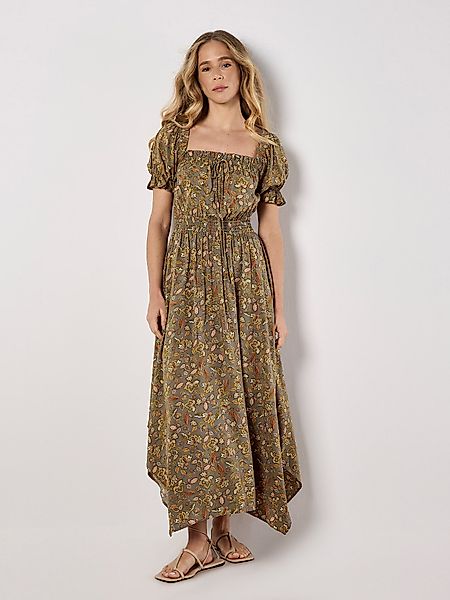 Apricot Midikleid Florales Kleid, mit Smokdetails günstig online kaufen