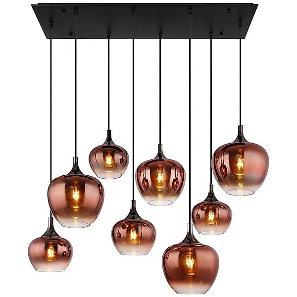 GLOBO Pendelleuchte schwarz Kupfer Glas Metall B/H/T: ca. 45x120x105 cm E27 günstig online kaufen