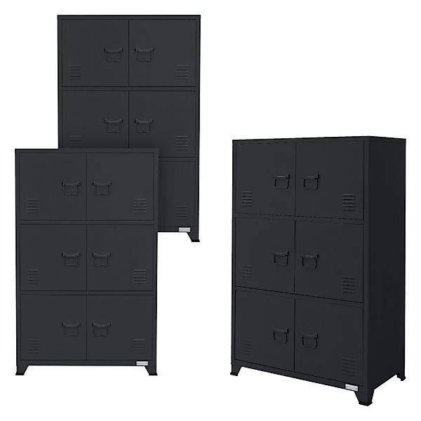 ML-Design 3Er Set Aktenschrank 75x40x120cm Anthrazit Stahl Freistehend günstig online kaufen