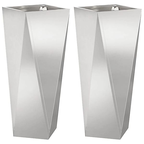 vidaXL Pflanzkübel 2 Stk Silber 30 x 30 x 75 cm Edelstahl 883775 günstig online kaufen